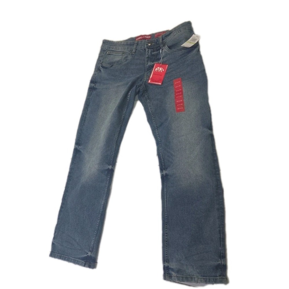 NWT Ring Of Fire Men's Medium Wash Straight Island Breeze Blue Jeans Sz  W30 L30